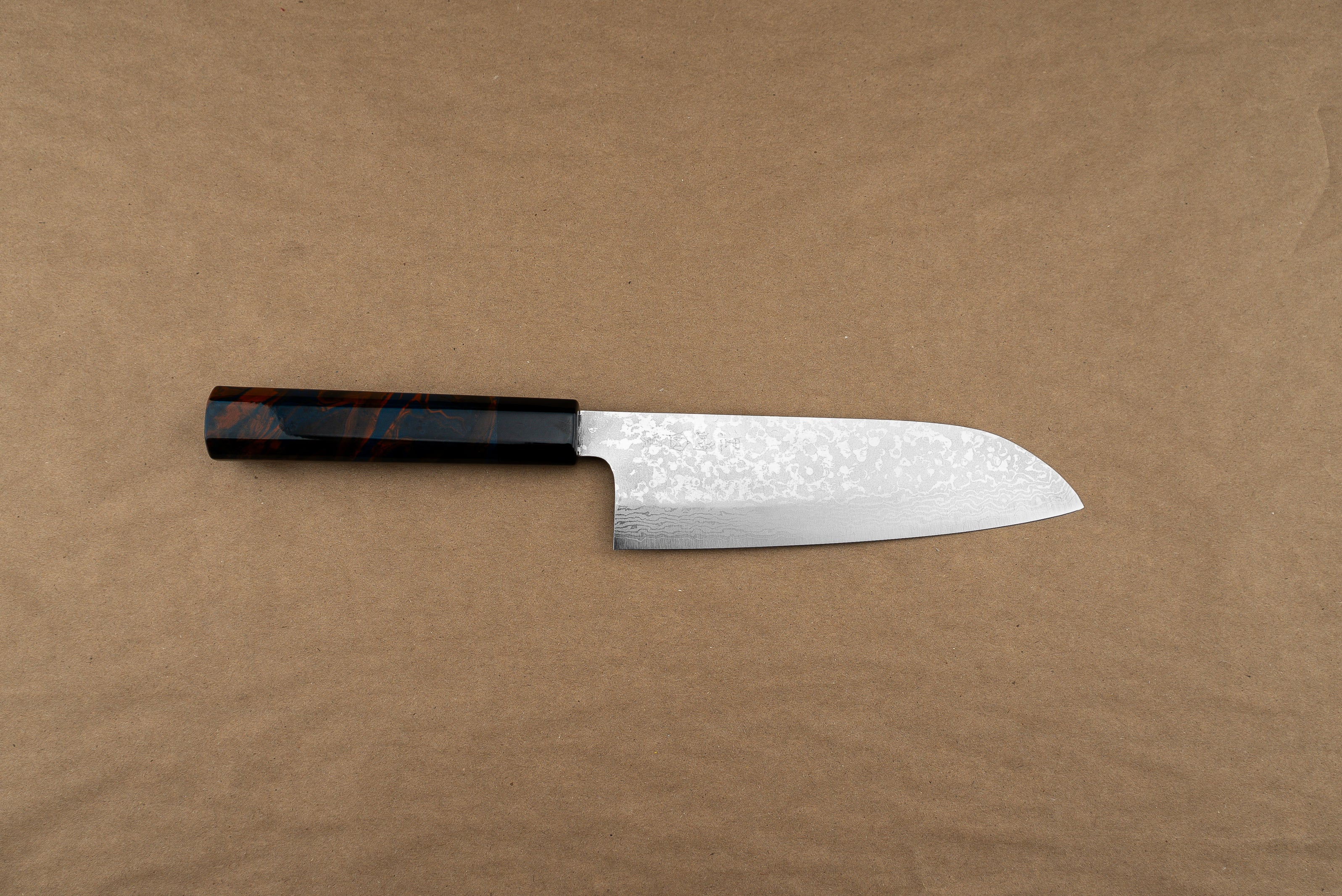 Custom Handle Makoto Kurosaki VG7 Suminagashi Santoku 165mm