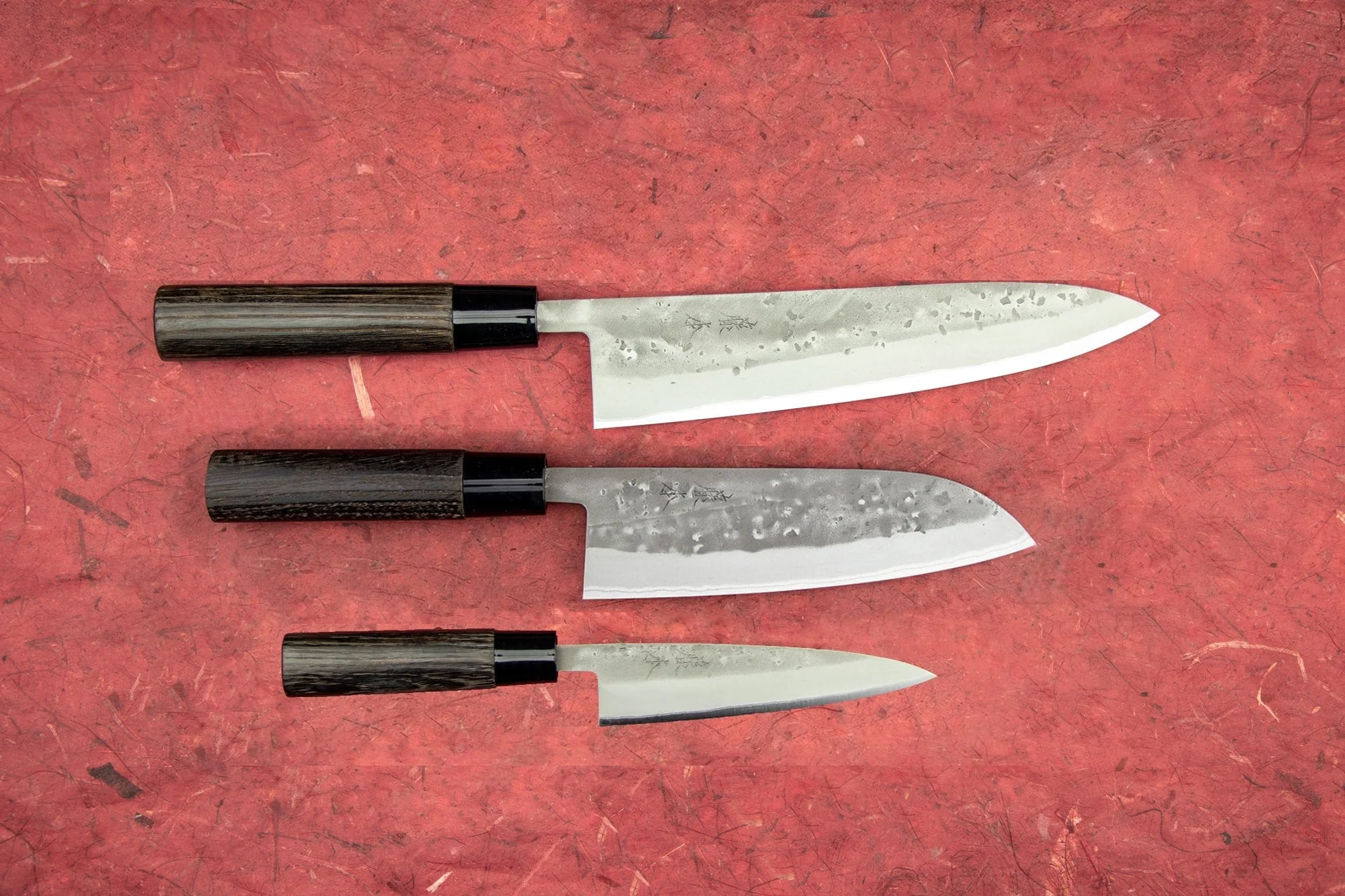 Fujimoto Nashiji 3 Piece Knife Set with Santoku