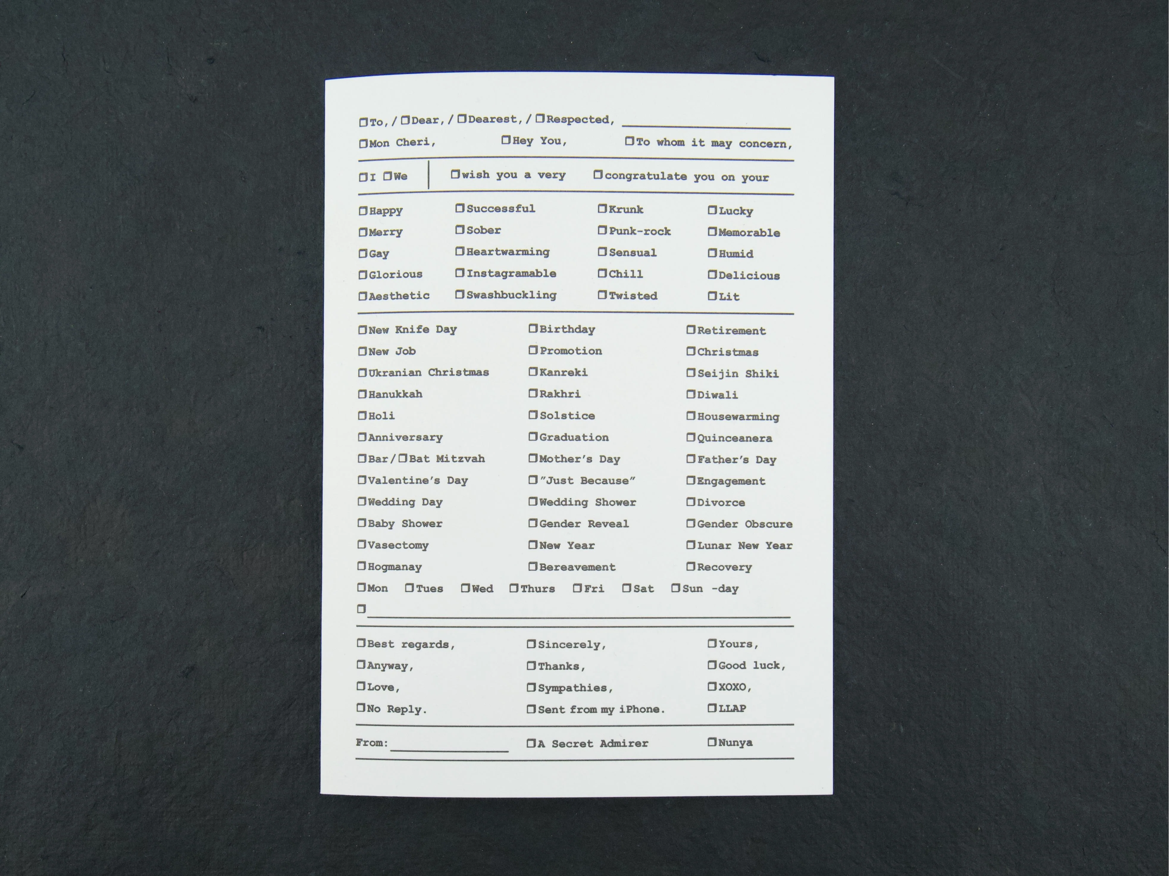 Greeting Card - Government Form