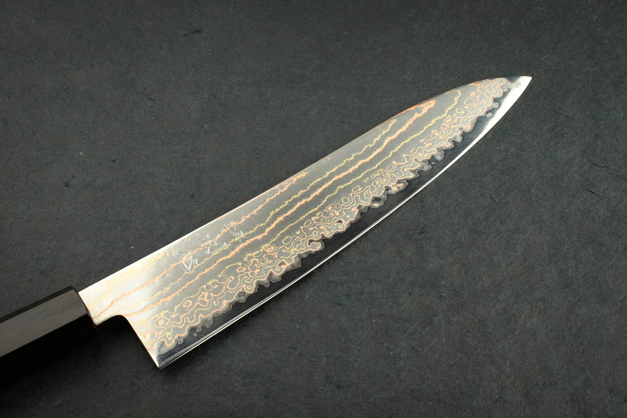 Hatsukokoro Hayabusa Aogami Rainbow Damascus Gyuto 210mm - Image 2