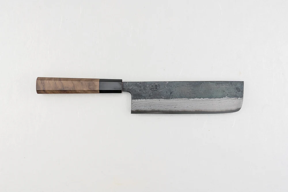 Hatsukokoro Kumokage Aogami Kurouchi Damascus Nakiri 165mm