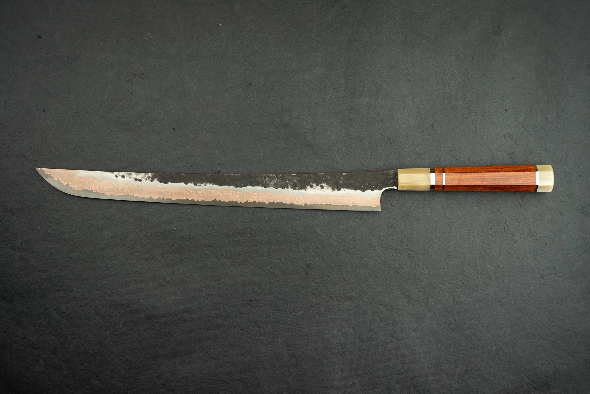Hatsukokoro Yorokobi SLD Kurouchi Damascus Sakimaru Sujihiki 390mm - Image 2