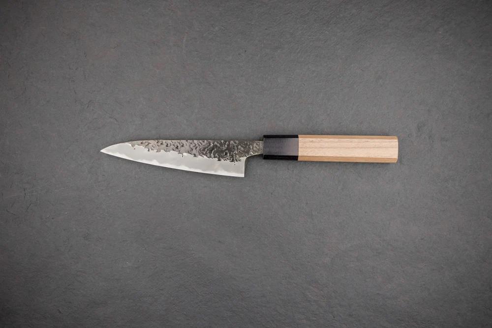 Kisuke Manaka Shirogami 2 Honwarikomi Kurouchi Tsuchime Petty 120mm - Image 2