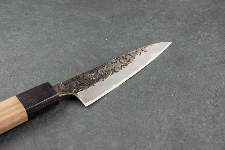 Kisuke Manaka Shirogami 2 Honwarikomi Kurouchi Tsuchime Petty 120mm - Image 3