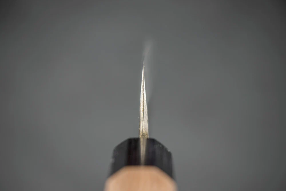 Kisuke Manaka Shirogami 2 Honwarikomi Kurouchi Tsuchime Petty 120mm - Image 4