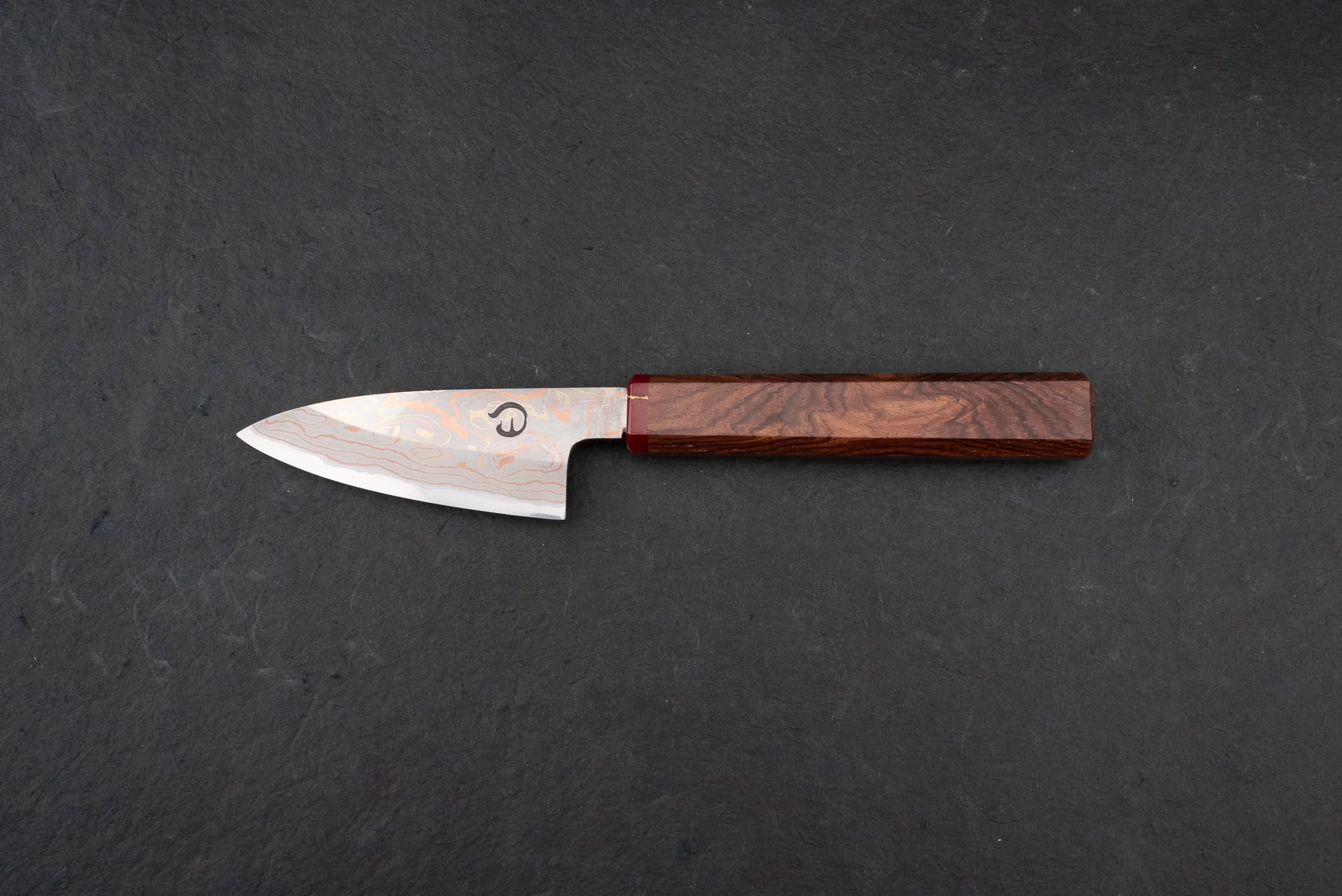 Mutsumi Hinoura V-toku Rainbow Damascus Petty 85mm - Image 4