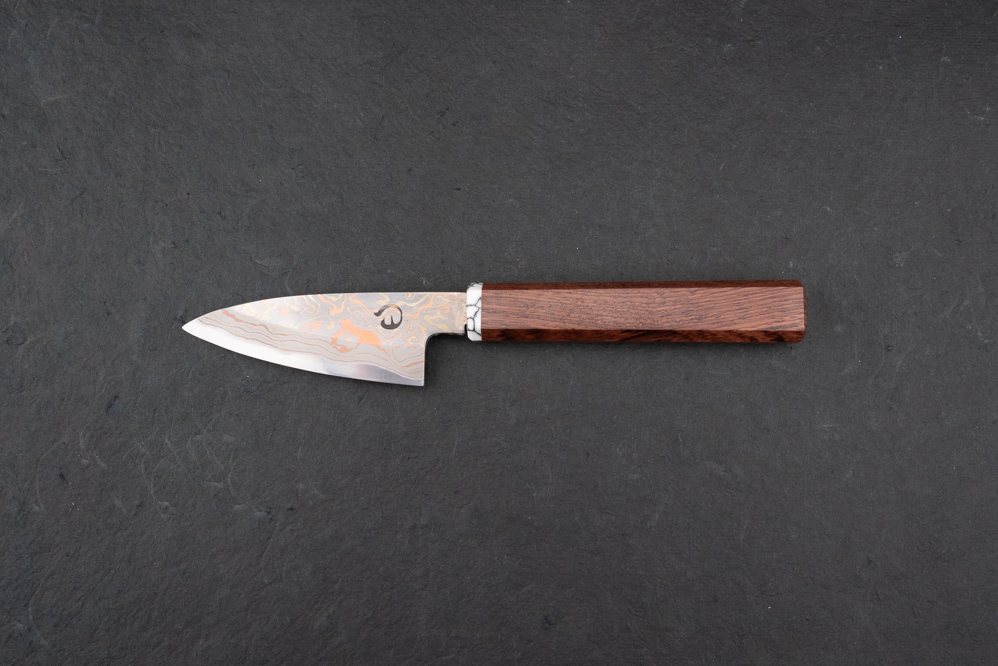 Mutsumi Hinoura V-toku Rainbow Damascus Petty 85mm - Image 6