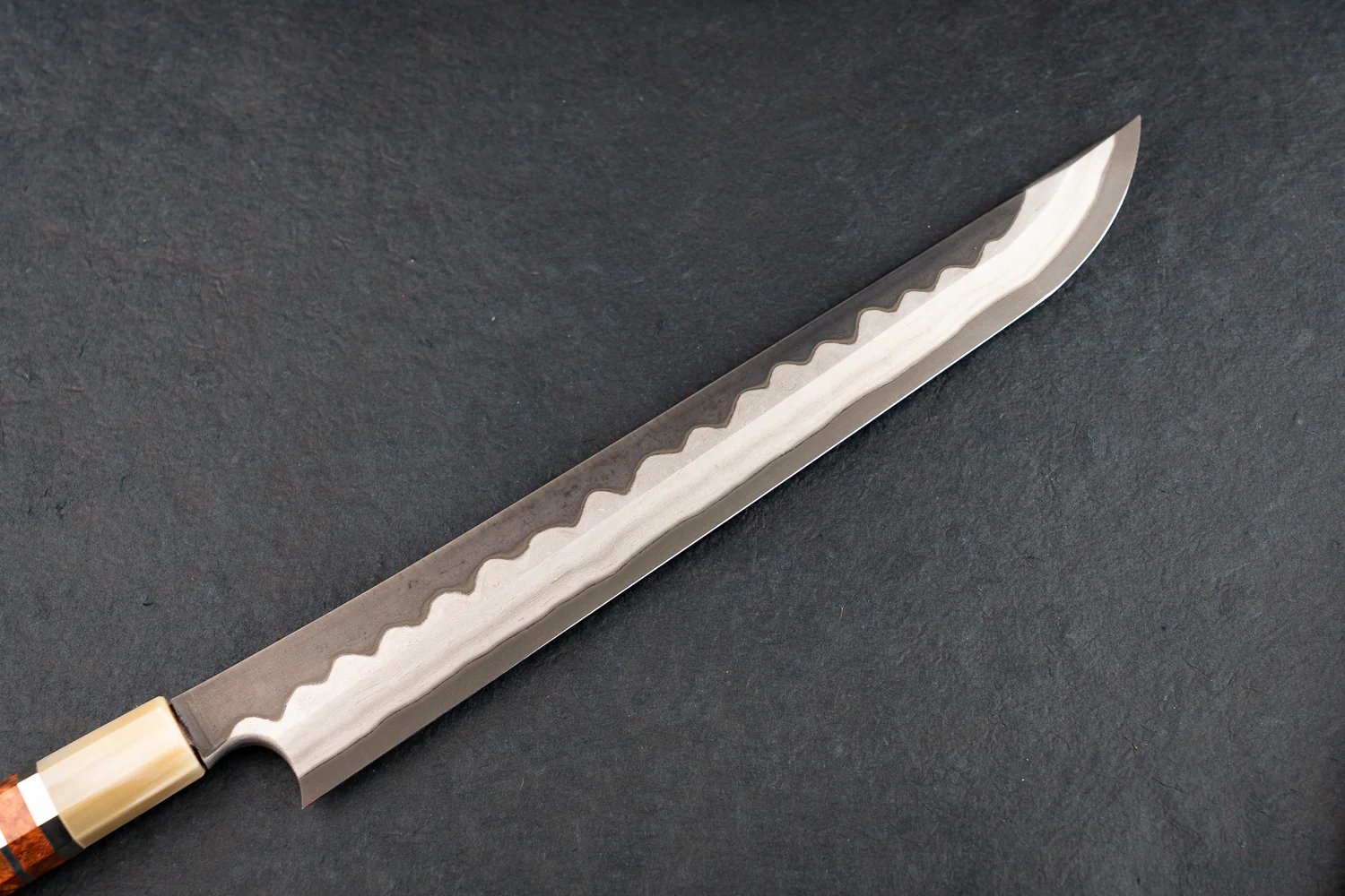 Nigara Aogami Troll Killer Damascus Sakimaru Yanagiba 300mm - Image 3