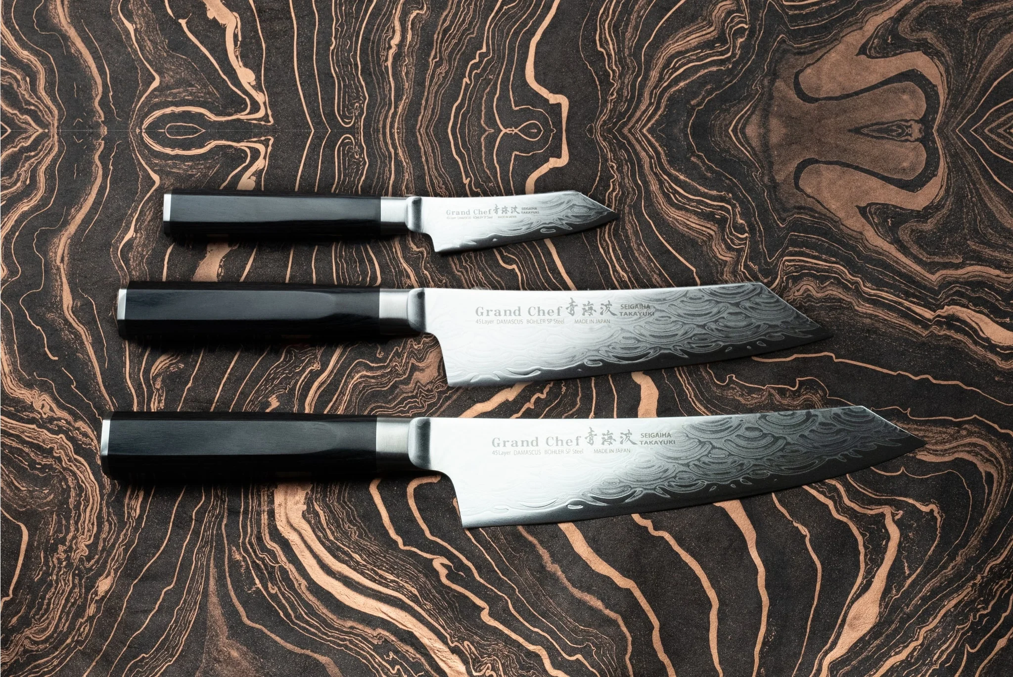 Sakai Takayuki Grand Chef Seigaiha 3 Piece Knife Set