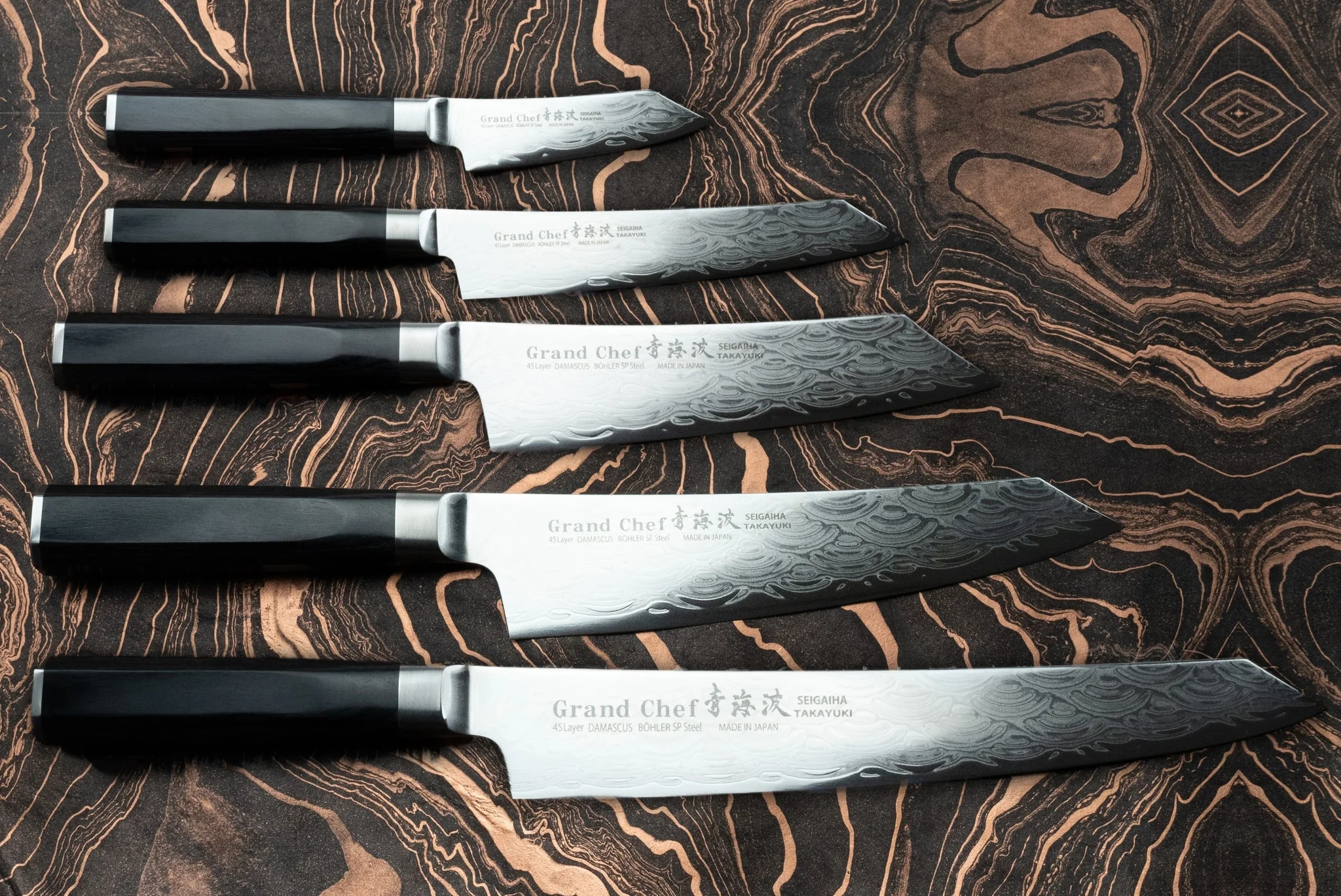 Sakai Takayuki Grand Chef Seigaiha 5 Piece Knife Set