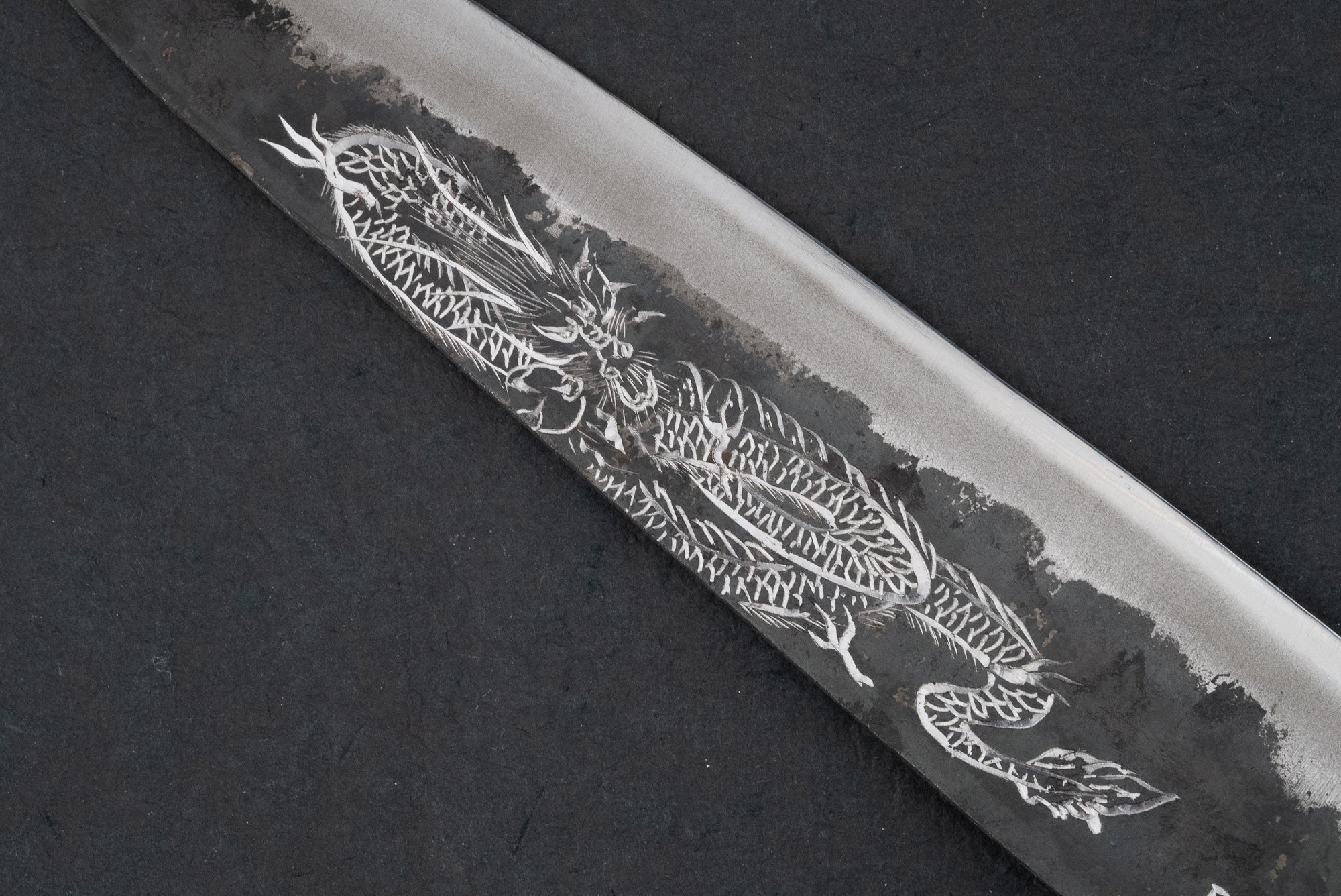 Sakai Takayuki Michiko Kubota Engraved Aogami Gyuto 240mm "Dragon" - Image 3