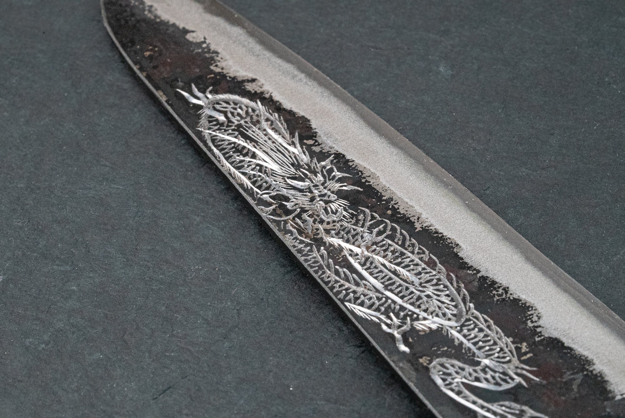 Sakai Takayuki Michiko Kubota Engraved Aogami Gyuto 240mm "Dragon" - Image 4