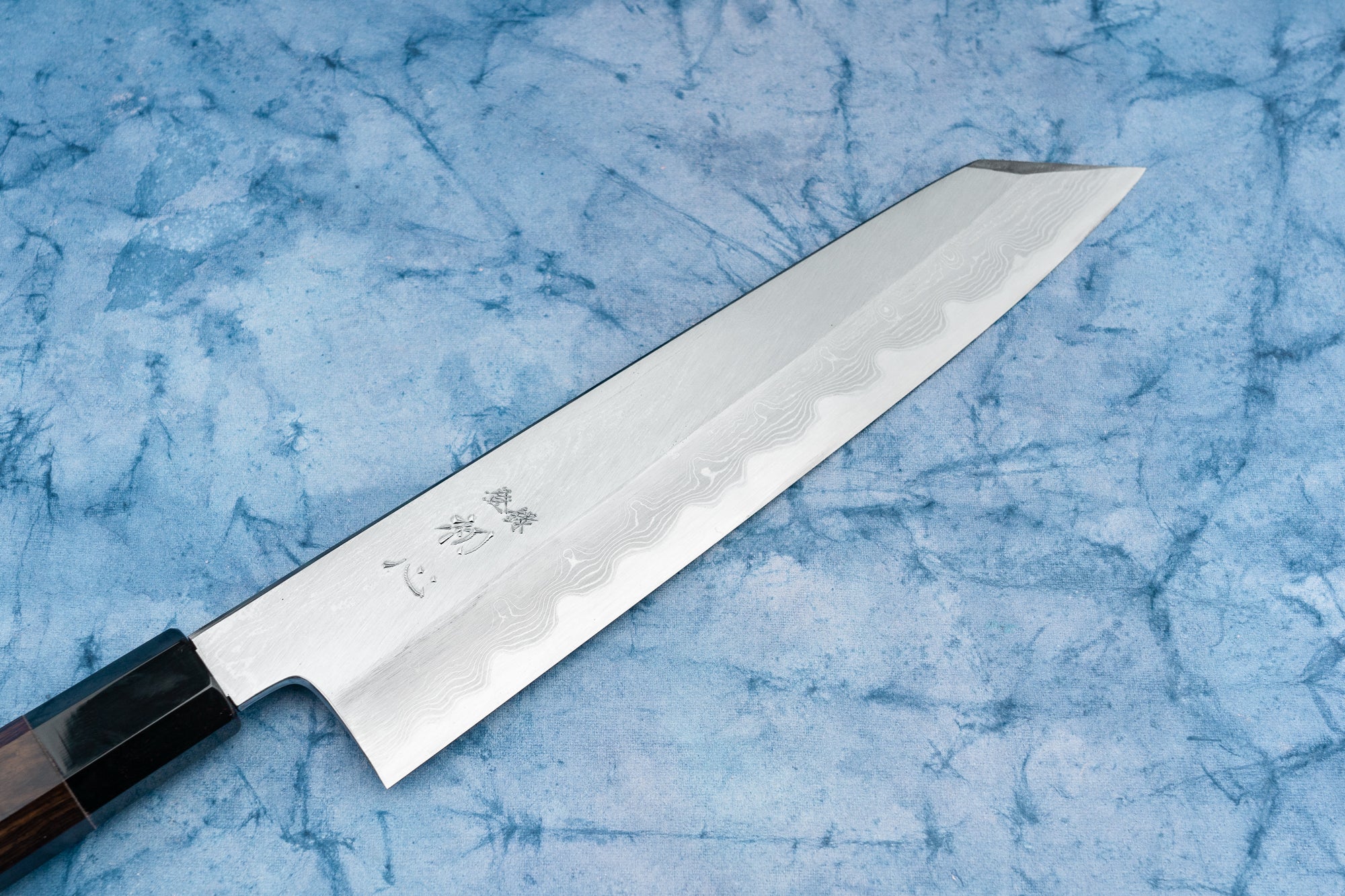 Satoshi Nakagawa Hatsukokoro Aoichi Damascus Shinogi Kiritsuke Gyuto 240mm - Image 2