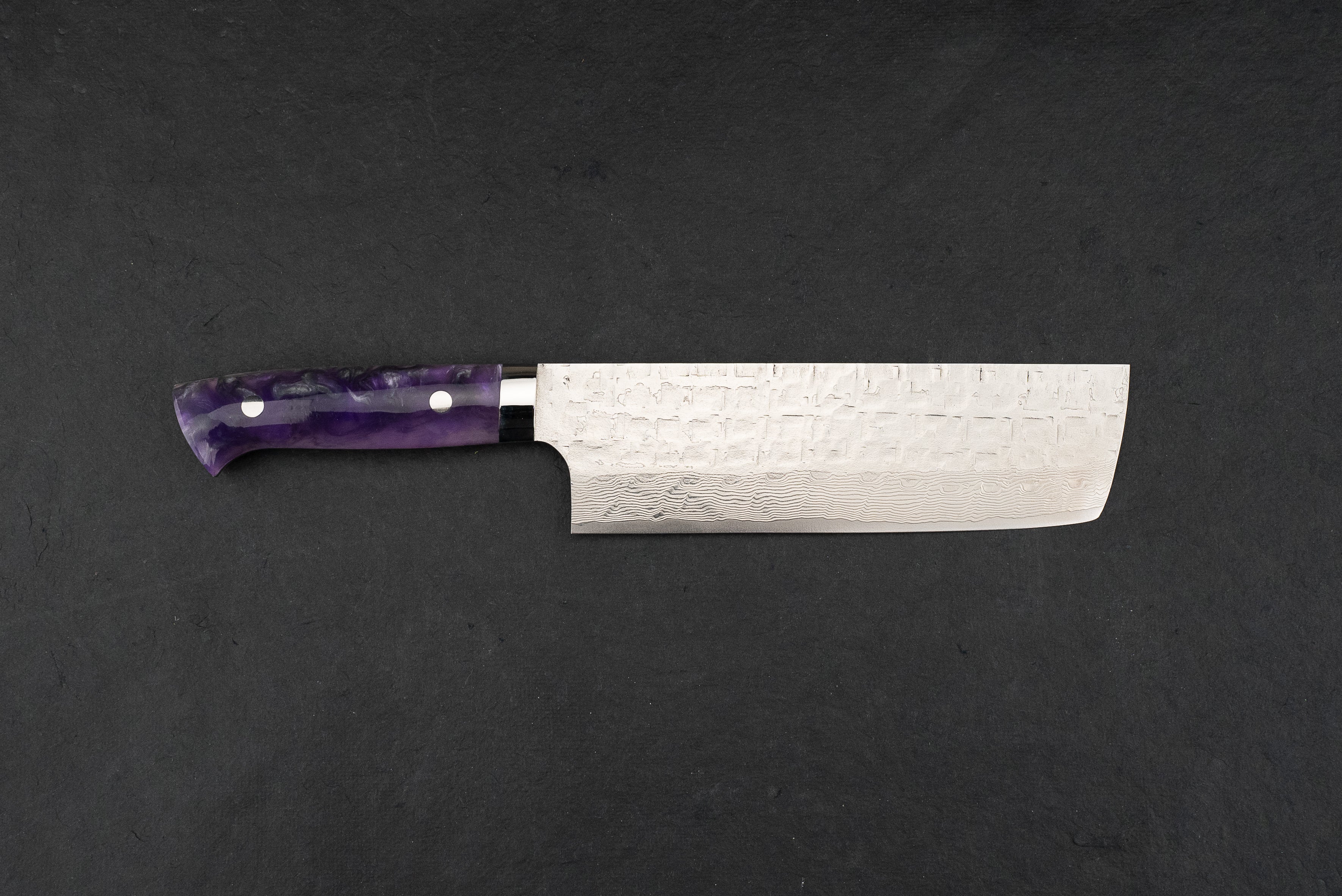 Takeshi Saji VG10 Cross Tsuchime Damascus Western Nakiri 180mm