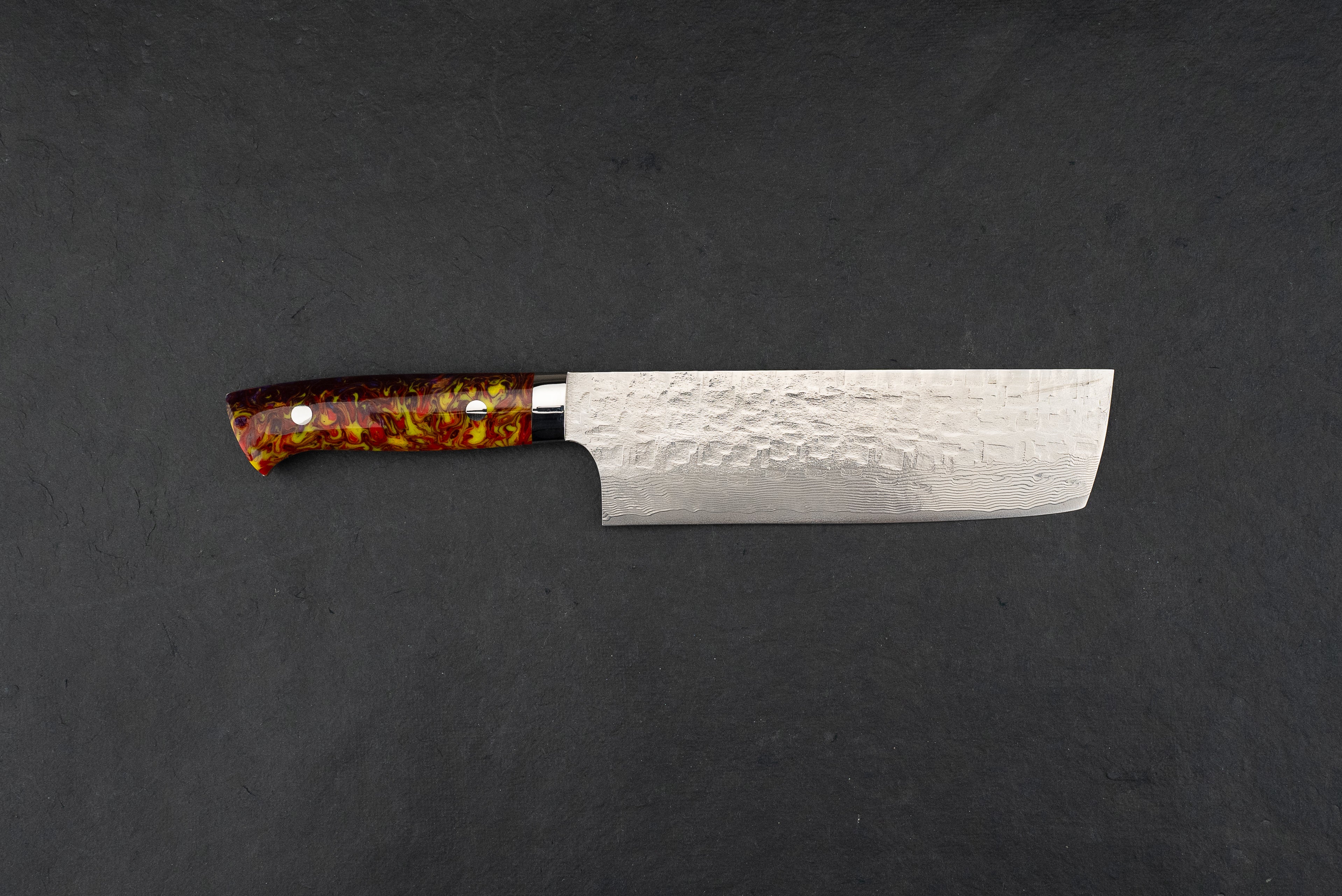 Takeshi Saji VG10 Cross Tsuchime Damascus Western Nakiri 180mm - Image 3
