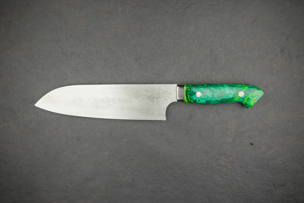Yoshimi Kato SG2 Damascus Migaki Western Santoku 165mm - Image 2
