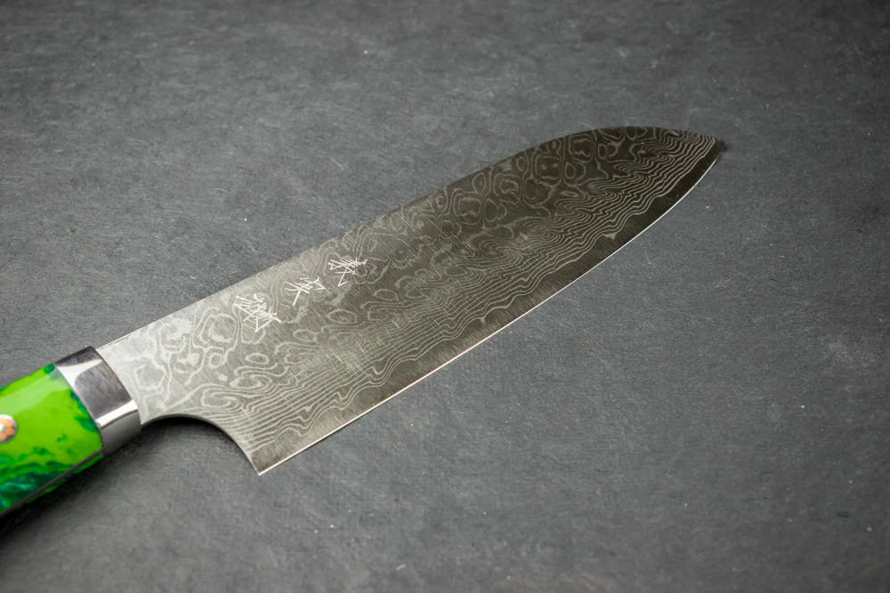 Yoshimi Kato SG2 Damascus Migaki Western Santoku 165mm - Image 3